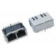 1x2 Port Female RJ45 POE Connector , RJ45 Magnetic Jack With Shield IEEE Standards