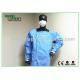 Blood Proof Blue Disposable Dental Gowns/Tyvek Protective Clothing with knitted wrist