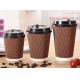 90mm Mouth Three Layers Corrugated Disposable Coffee Cups 16oz