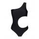 Black Asymmetric One Shoulder One-piece Swimsuit - Duna Black Assimetrico
