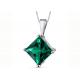 2.2ct Natural Emerald Pendant Necklace Princess Cut 7×7mm size