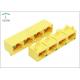 Four Ports Harmonica Ganged RJ45 Modular Jack For Ethernet Router / Hubs Yellow Color