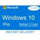 Windows 10 Pro 32Bit 64Bit Retail License Key Digital Code Global 2 User