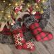 Christmas Stockings Burlap with Large Plaid Snowflake and Plush Faux Fur Cuff
