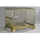 Gold Zinc Plated Warehouse Metal Storage Bins Foldable Pallet Container Cage Box