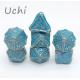 Odorless Manual Grinding Blue Metal Dice Set , Lightweight Small Polyhedral Dice