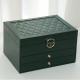 Luxury Green Pu Square Jewelry Cases With Two Drawers For Jewelry Set Gift