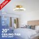 1stshine 20-inch Low Profile Gold Ceiling Fan with LED Light and Wall Control Switch