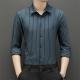 2022 Men's Black Plain Custom Summer Long Sleeve Formal Shirts Slim Fit Cotton Silk Shirt