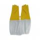 Yellow PU Gloves For Beekeeping with white cloth sleeve Beekeeping safety gloves with long cuff