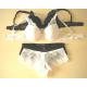White Or Black Lace Polyester / Cotton Embroidered Sexy Matching Bra And Underwear Set