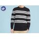 Crew Neck Mens Striped Jumper , Mens Cable Knit Pullover Sweater Anti - Wrinkle