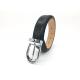 Black 30mm Mens Leather Dress Belt With Single Prong Buckle