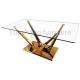 Unique Clear Glass Dining Table Golden SS201 Base For Family Use