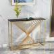 Glossy Narrow Marble Top Console Foyer Table Width 45cm