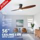 DC Motor 56 Inch Solid Wood Ceiling Fan Decorative Remote Control