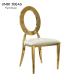 Stainless Steel Gold Round Back Wedding Dining Chairs With White Leather Cushion