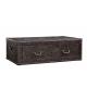 Dark Brown Leather Covered Coffee Table , Coffee Table Chest With Drawers