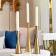 Powder Coating Home Candle Holders Set Of 3 Gold Finish Metal Taper