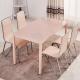 Rectangular Glass Top Dining Room Table , Tempered Glass Top Dinette Sets pink color