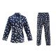 100% Cotton Flannel Womens Button Up Pajama Sets With Piping And Long Pants