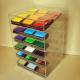 Acrylic Slant-Front Locking Display Case With 6 Angled Shelves for Purses, Makeups