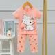 Versatile Design Children'S Summer Pajamas / Pink Cat Pyjamas Breathable