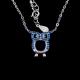 Animal Blue Color Silver Cubic Zirconia Necklace 925 Pure Owl Shape For Child