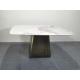 Modern Square Top Dining Table With Lazy Susan , Luxe Haven Ceramic Marble Top Dining Table
