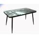 New York Printing Simplicity Tempered Glass Top Dining Table For 6 Seats