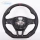 Leather Volkswagen Carbon Fiber Steering Wheel Flat Bottom Gloss
