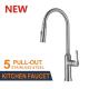 Pull Out Stainless Steel Kitchen Faucet Deck Mounted Single Handle Brushed Mixd