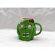Favourite Halloween Skull Cups Ceramic Coffee Tea Cup Green Color With Handle