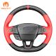 Custom Hand Stitching Carbon Red Leather Steering Wheel Cover for Ford Focus RS MK3 ST Kuga Ecosport ST-Line 2015