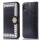 Luxury  Diamonds Cover Leather Wallet Case With Card Slot Bling Phone Case For iPhone X