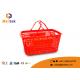 Red Color Supermarket Shopping Basket Load Bearing Environmental Plastic