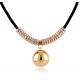 18K Bead Pnedant Necklace  Black rope chain Necklace Stainless Steel Jewelry for women
