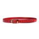 Red 125cm Womens Ostrich Leather Belt With Gold Buckle