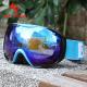 UV Protect Blue Mirrored Ski Goggles Three Layer Foam With Blue TPU Frame