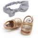 In stock PU Leather Tassel Soft sole baby barefoot sandals with hair band