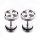 Punk Style Jewellery Vintage Silver Plating Cross Stud Earrings for Men