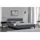 Dark Grey Linen King Size Upholstered Sleigh Bed Plywood Frame