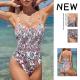 Sexy Suspender Ladies One Piece Swimsuit Backless Printed One Piece Triangle Swimsuit