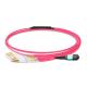 1m (3ft) MPO Female to 6 LC UPC Duplex OM4 50/125 Multimode Fiber Breakout Cable, 12 Fibers Type B, Elite, LSZH, Aqua/Violet