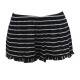 Flounce Bottom Black And White Horizontal Striped Shorts , Women'S Low Rise Trousers