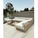 Solid Teak Wood Garden Sofa Set Outdoor Modular Lounge With High Rebound Sponge Cushion