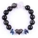 Handmade Gemstone Beaded Bracelet Natural Silver Sheen Obsidian Stone Bracelet Adjustable Heart Charm Bracelet For Party