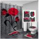 Customized Rose Flower 100% Polyester Waterproof Shower Curtain Bathroom 4pcs Set Top-