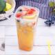 Bubble Tea Plastic Cup With Lid And Fork Square Cup Disposable For Fruit Tea 960ml Boba Drinking Cups