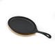 Matt Black Cast Iron Sizzle Platter BSCI With Wooden Base Fajita